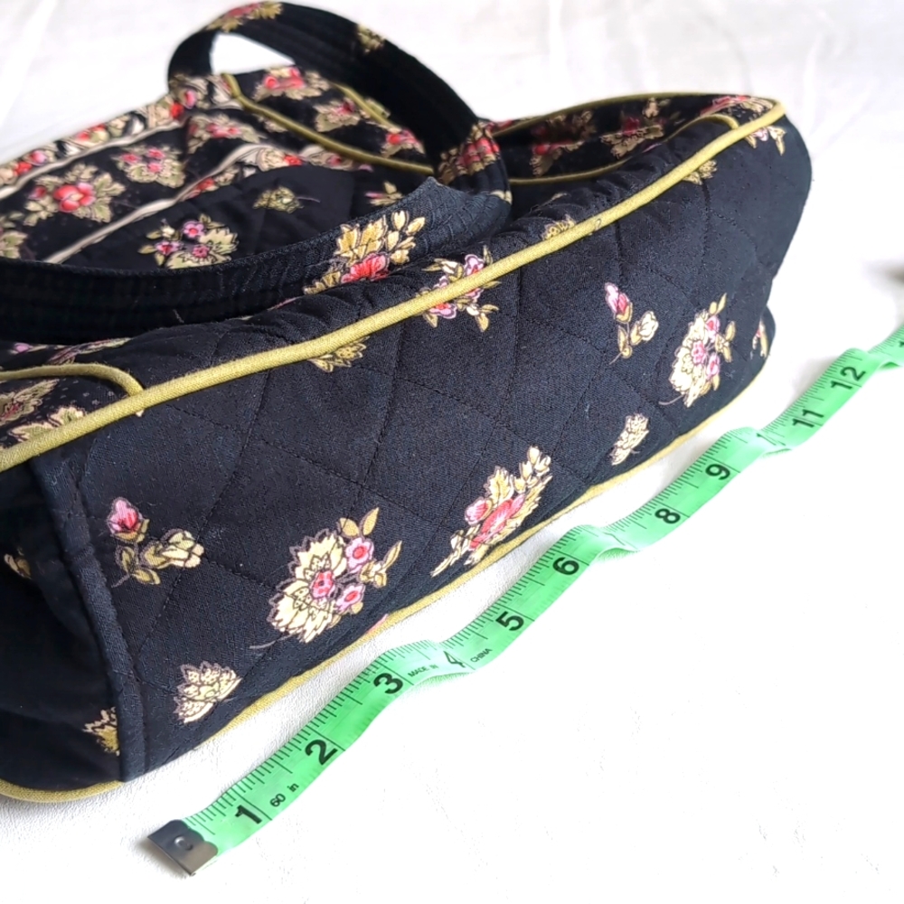 Victorian Heart Quilted Black and Floral Bag w/ Coin Purse and Snap in K… - Picture 7 of 8